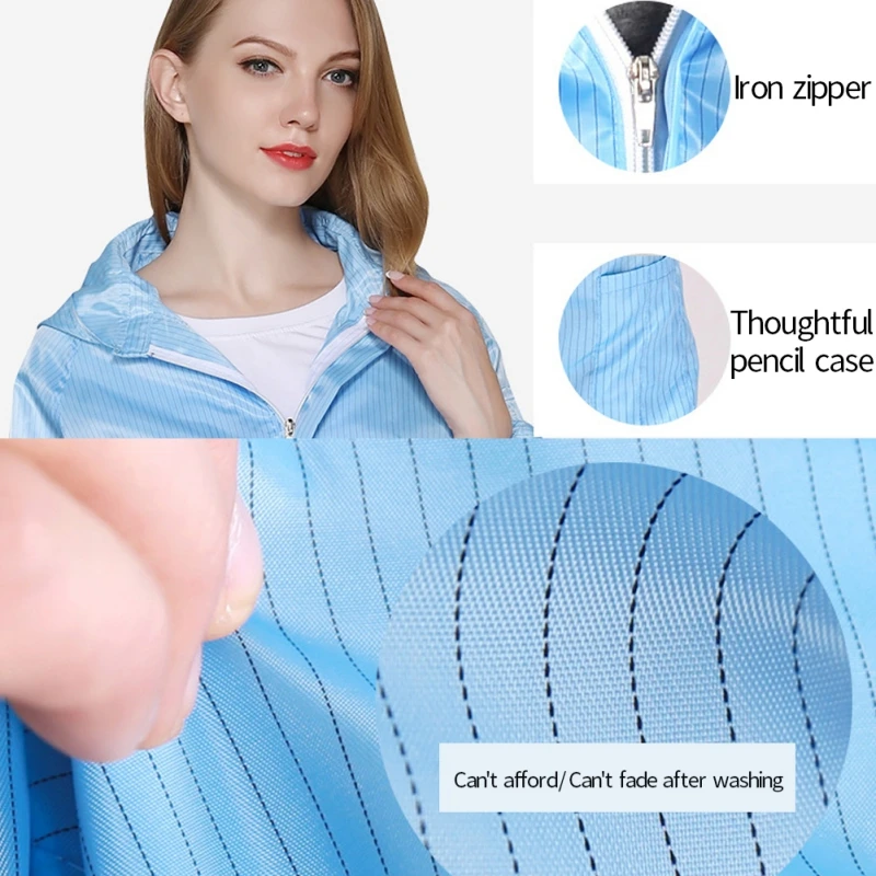 Workshop Uniforms Hooded Antistatic Dustproof Long Sleeve Coats Pants Zipper Tops Jumpsuits Clothing Darily Worker Overalls