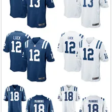 Сшитые мужские футболки Индианаполис#13 TY Hilton#12 Andrew Luck#18 Peyton Manning