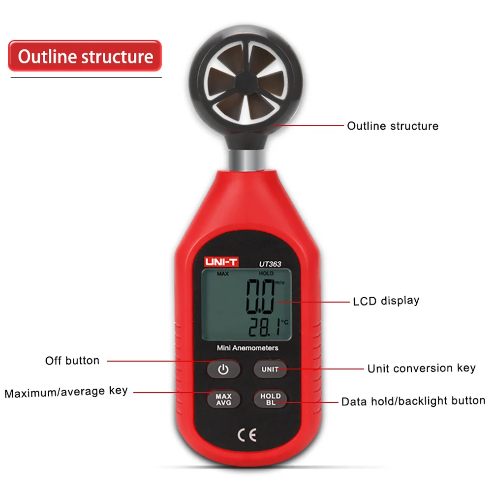 UNI-T UT363BT Мини цифровой Bluetooth Анемометр Ручной цифровой измеритель скорости ветра термометр измеритель ветра обновлен от UT363 | Инструменты | АлиЭкспресс