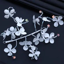 Wei mei xin niang головной убор сырой шелк Хрустальный цветок белый цветочный головной венок аксессуары для волос Свадебные аксессуары