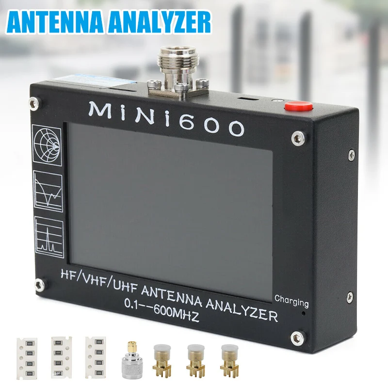

Mini600 Antenna Analyzer Touch screen 0.1-600MHz HF VHF UHF SWR 5V/1.5A for Radio J99Store