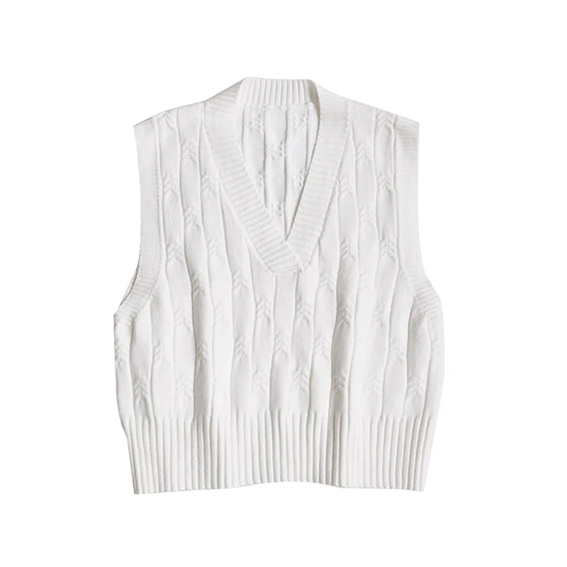 

Sweater Vest Bobora 2020 New Korean Top Autumn Winter Sleeveless Short Knitted v-Neck Pullover Vetements Femmes All-Match