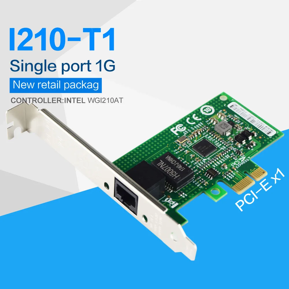 FANMI I210T1 Gigabit Ethernet/Сетевая карта(NIC), Однопортовый RJ45 PCI Express 2,1x1 контроллер: Intel i210