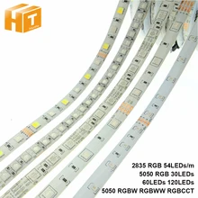 DC12V taśmy LED 2835 5050 LED pasek światła wodoodporna RGBW RGBWW RGB dioda LED taśma 54 diod LED/m 30 diod LED/m 60 diod/m 120 diod/m 5 m/partia