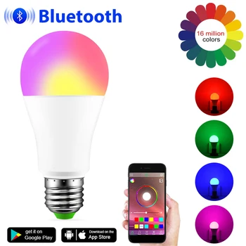 

Bluetooth E27 RGBW LED Bulb AC85-265V Lights 15W RGB Lampada Changeable Colorful RGBWW LED Lamp With Remote+Memory Mode For Home