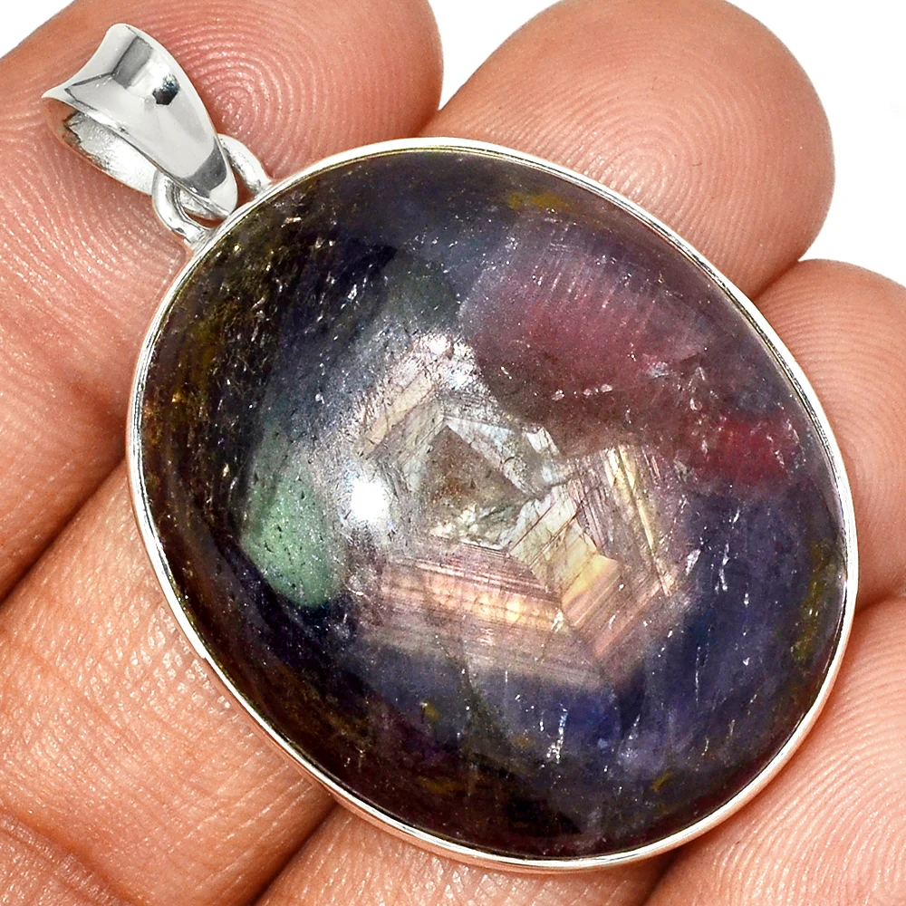 

NATURAL SAPPHIRE CAB Pendant 925 Sterling Silver, Total Length : 47.3 mm, AP6984