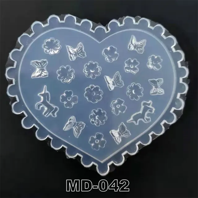 3D Carving Silicone Nail Mold Stamping Template Camellia/Shell/Bow Tie/Star Pattern DIY UV Gel Acrylic Crystal MD040-MD051 MD-042