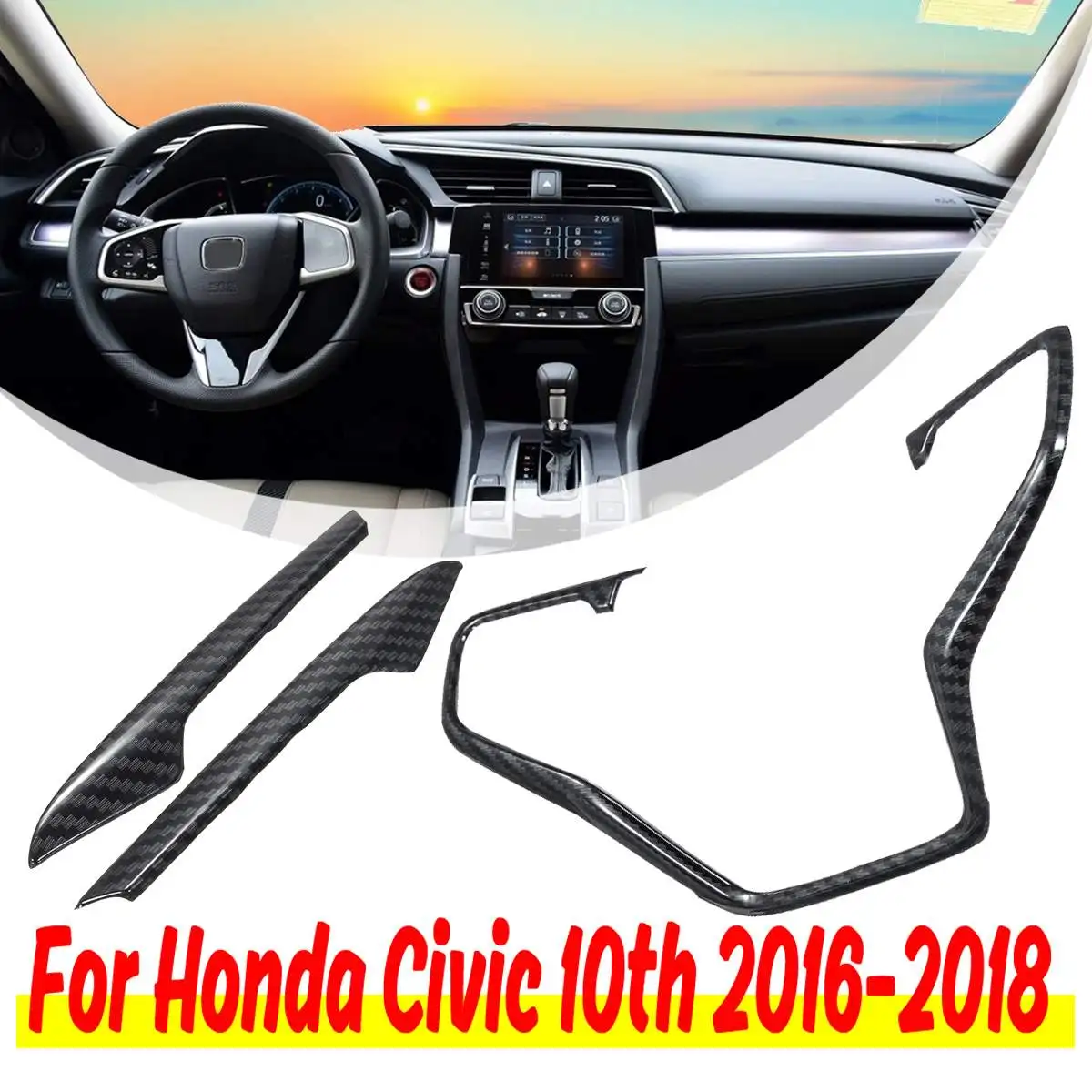 3 шт. Автомобильный руль в рамке Накладка для Honda Для Civic 10th Автомобильный интерьер Углеродные наклейки Новинка