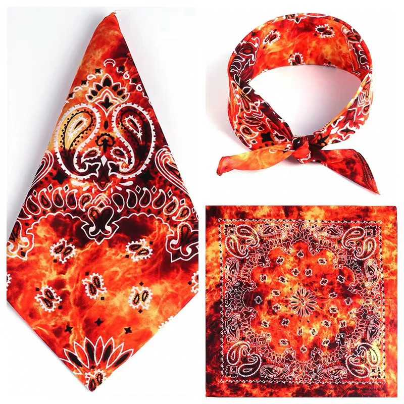 Square Scarf Hair Band Neck Scarf Cotton Bandana Hip Hop Paisley Headband Kerchief Neck Wrap Cashew Tie-dye Seamless Scarves DIY dark red navy   paisley cotton square scarf men hip hop headband women hair band bandana