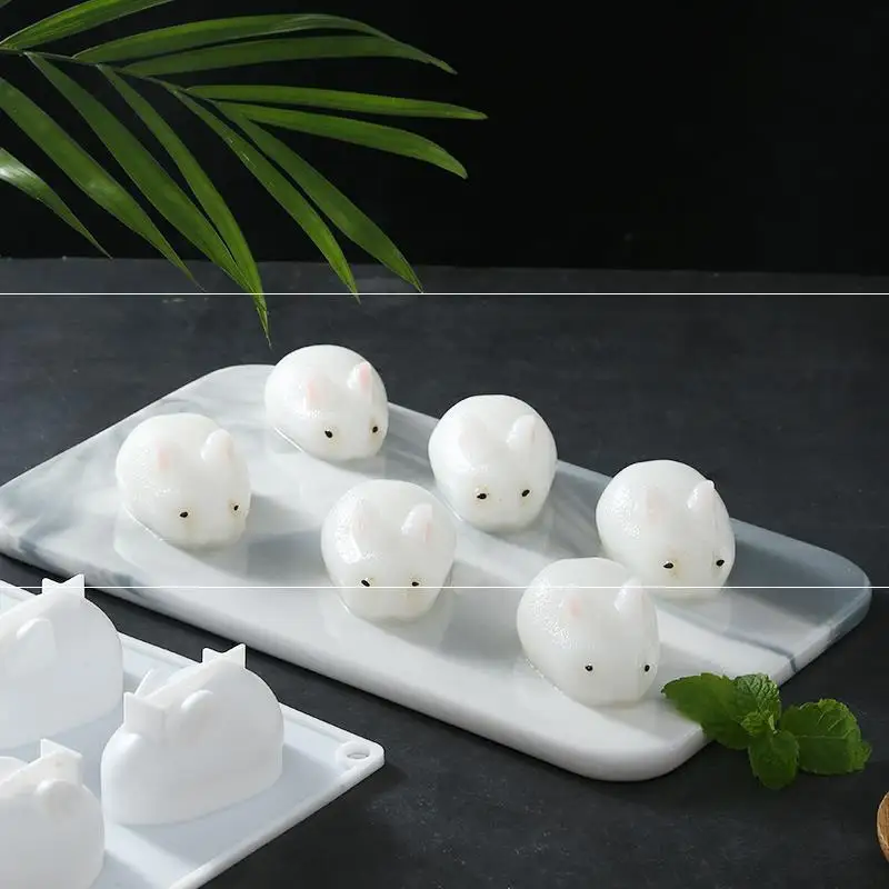 Celebrity 6 Even Bunny Pudding Molded Silicone Chocolate Mousse Cake Custard Cakes Bakery Abrasives