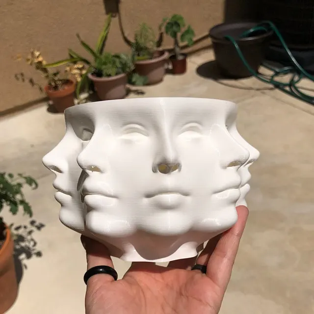 Black Ceramic Small Face Plant Pot Head Face Vase Home Decoration Succulent Cactus Indoor Plant Pot