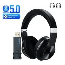 Bluetooth Headphone + USB Transmitter for TV PC PS4 Aptx LL Wireless Earphone Over-ear Noise HiFi Stereo Gaming Headset with Mic