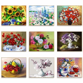 

Frameless Chrysanthemum By Numbers DIY Digital Oil Painting Canvas Painting Christmas Gift Van Gogh Apricot Flowers Sunflower
