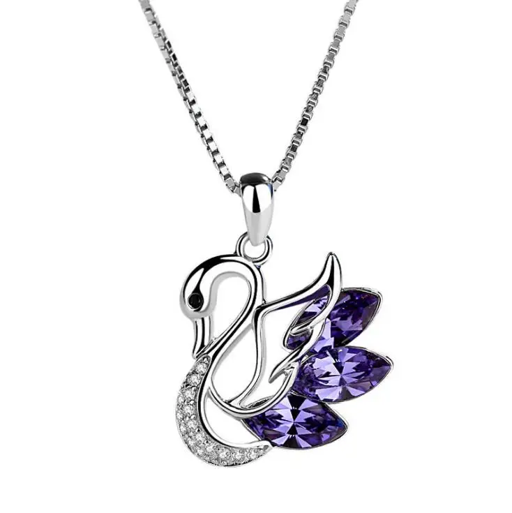 Новая мода, простое серебряное ожерелье с подвеской в виде лебедя для женщин, AAA циркон, дикая цепочка на ключицу, свадебное, обручальное, Очаровательное ожерелье, подарок