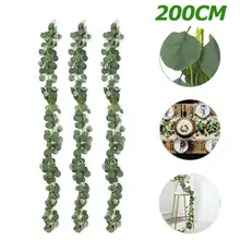 Искусственный эвкалипт гирлянда длинный серебряный доллар Лиственные растения зелени 2 м
