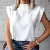 2022 Blouse Women Casual Summer Solid Color Stand Collar Short Sleeve Slim Blouse  Women's Clothing блузка женская ► Photo 1/6