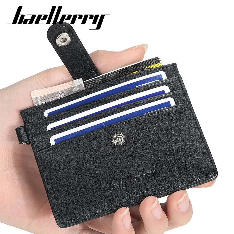 Baellerry, новинка, тонкие мужские кошельки из искусственной кожи, дизайнерские маленькие кошельки, мужской кошелек на застежке, Ретро кошелек, держатель для карт, мини держатели, Carteira
