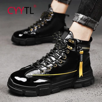 

CYYTL 2020 New Fashion Genuine Leather Platform Men Boots Winter Waterproof Outdoor Shoes Non-slip Ankle Warm Combat Botas