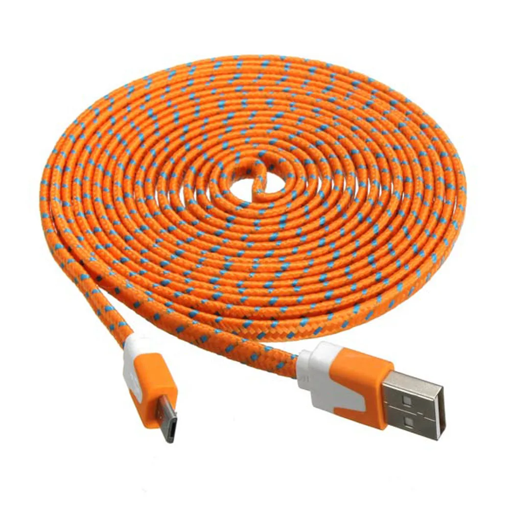 EPULA 3M мини Usb кабель микро USB быстрое зарядное устройство данных для планшета мобильного телефона тканевый Плетеный плоский кабель USB удлинитель мобильного телефона - Цвет: Оранжевый