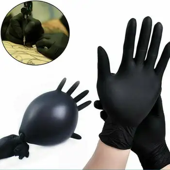 

2020 Solid 100pcs Vinyl Disposable Gloves Powder Latex Free Strong Black Food Nitrile Anti-acid Alkali and Anti-static