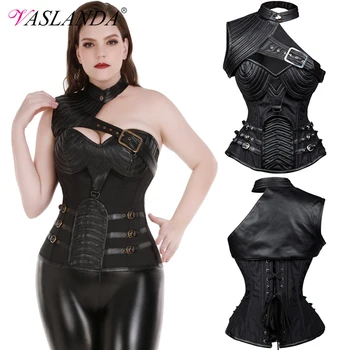 

VASLANDA Women Gothic Corset Steampunk Corselet Sexy Corsage Waist Trainer Female Tank Top Slim Vest Gothic Bustier Corpet