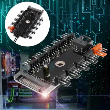 

SATA Port Powered 11 Way 4pin Cooling Fan Power Cable wire cord Extender Hub for PC DIY for 4DC 12V powered 4pin fans