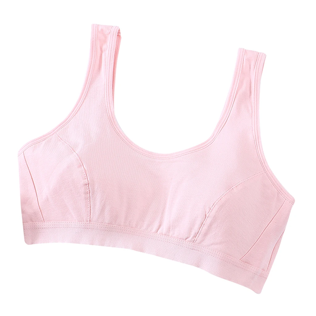 Teen Solid underwear 12 year old  Lovely Girl Training Bra Underwear Vest Top Wireless Cotton Bralette Racerback белье женское