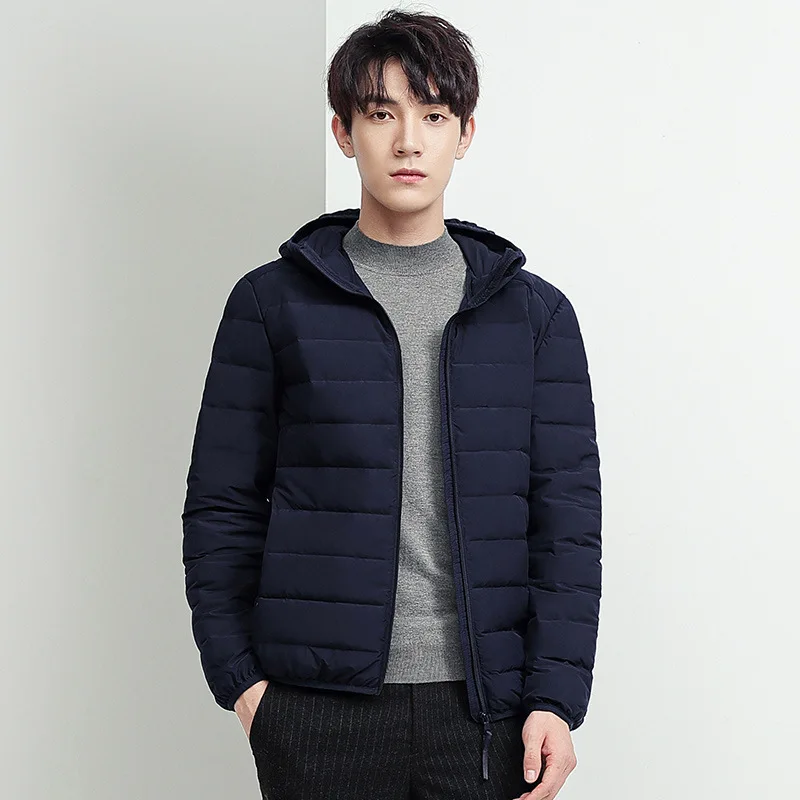 

Легкая мужская пуховая куртка, короткая бесшовная пуховая куртка с капюшоном, новинка осень-зима 2021, несколько цветов на выбор