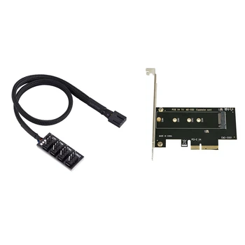 

M.2 Nvme Ssd Ngff to Pcie 3.0 X4/X8/X16 Adapter & PWM Fan Hub, 4-Pin Computer CPU / Power Multiplexer Connector Cable