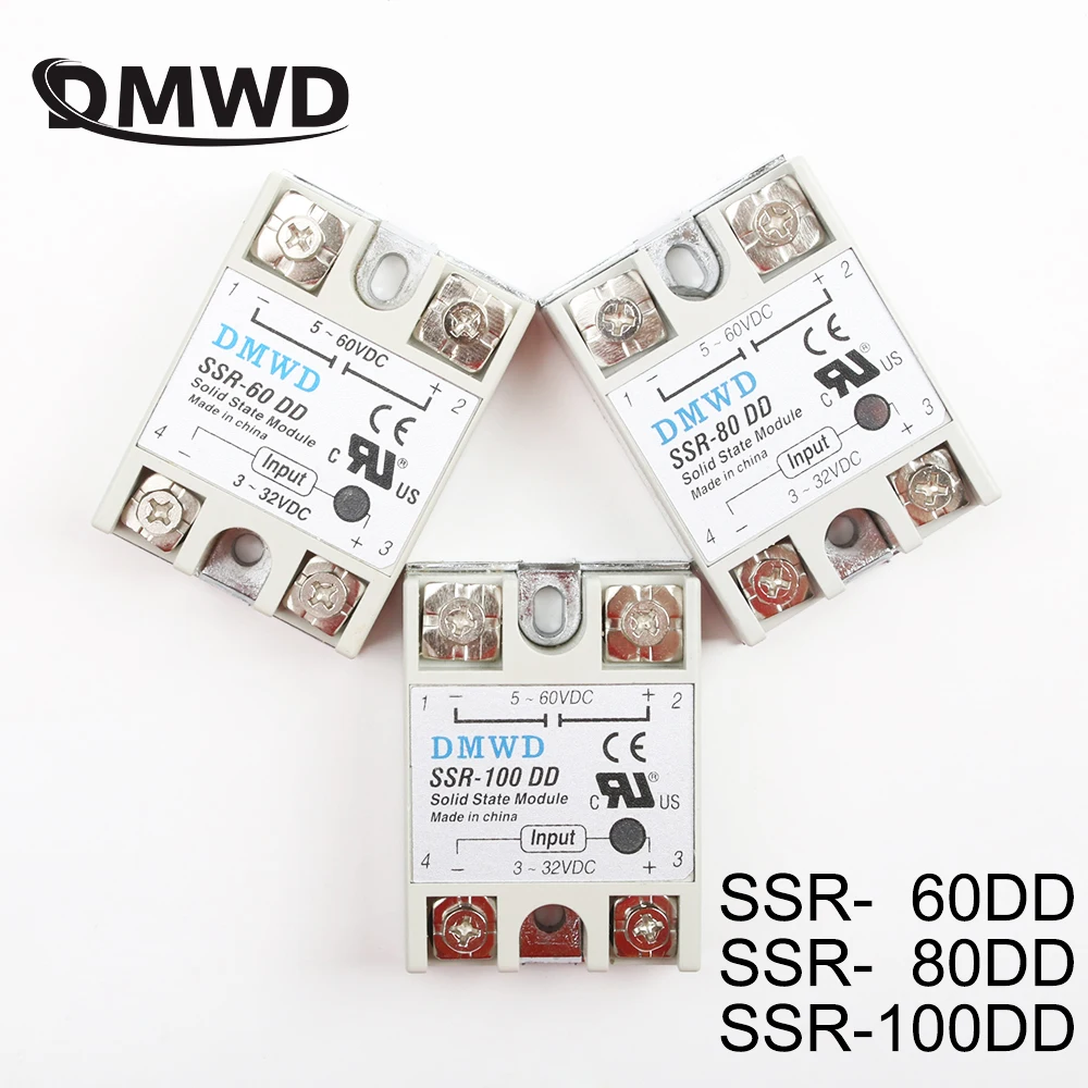 Твердотельные реле SSR-60DD SSR-80DD SSR-100DD 60A 80A 100A AC Управление DC генератор импульсов 3-32VDC переменного тока для адаптера переменного 5-60VDC SSR 60AA 80AA 100AA