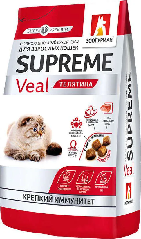 Корм сухой «Зоогурман» Supreme Veal, для кошек, телятина, 350г