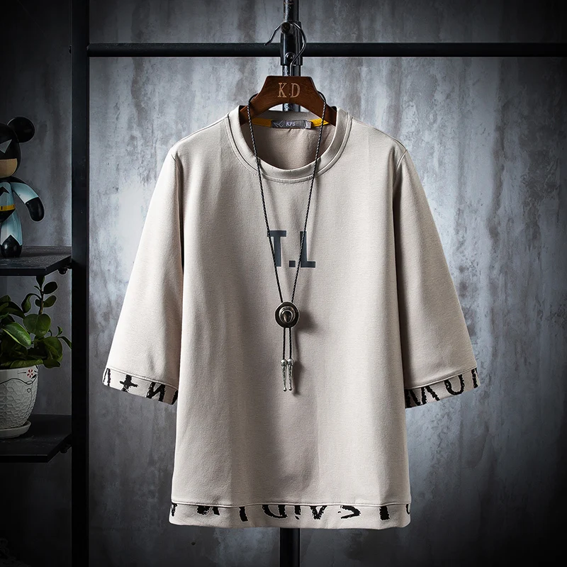 

New 2020 letter Men's T-shirt Print Cotton Summer Short Sleeve O-Neck Tees Male Fashion Shirt