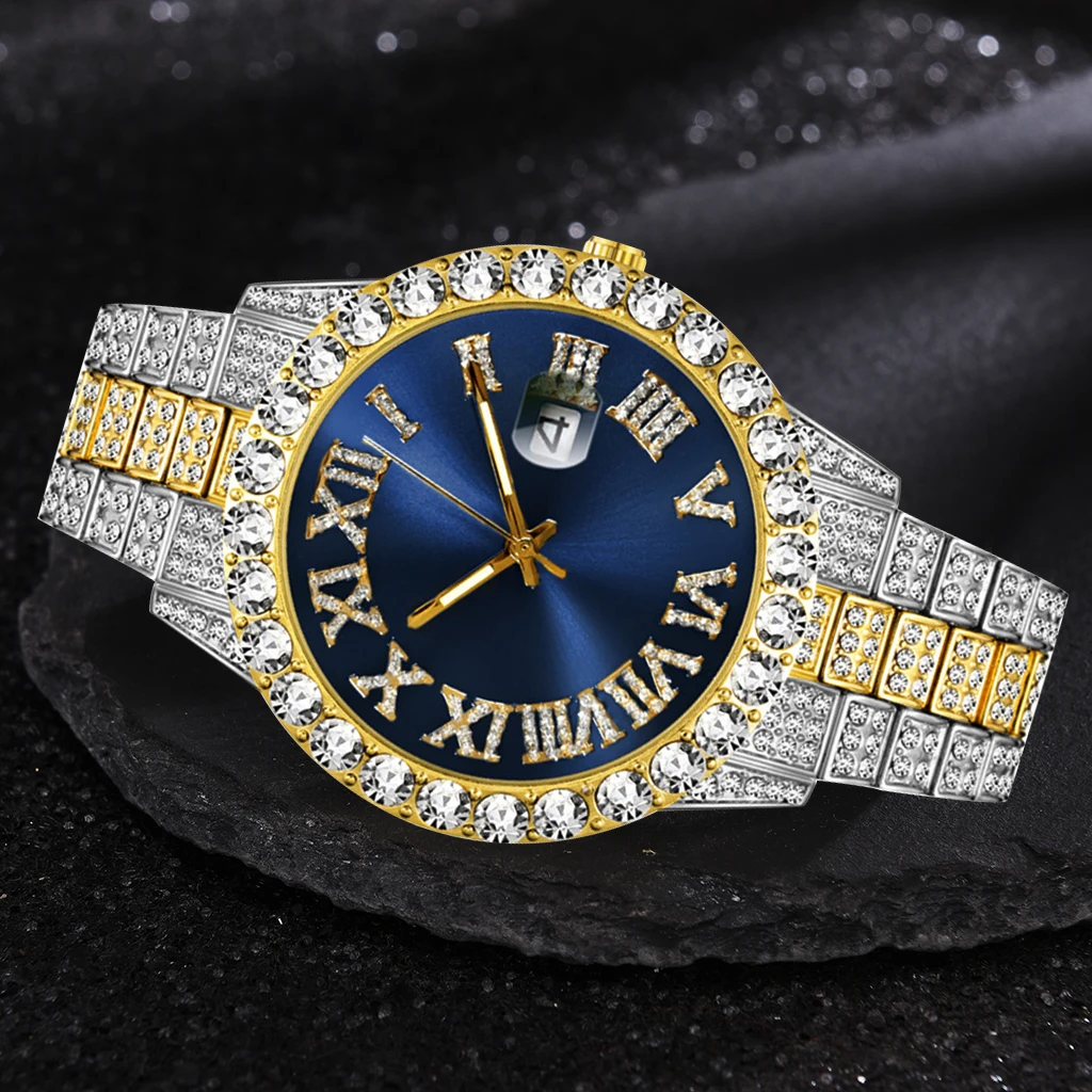 Iced Out Watch Men Luxury Brand Full Diamond Mens Watches AAA CZ Quartz Men's Watch Waterproof Hip Hop Male Clock Gift For Men