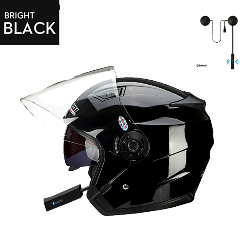 С двойными линзами мотоциклетный полушлем унисекс Электрический велосипед скутер шлемы мотоциклетные шлемы bluetooth мотоциклетные шлемы - Цвет: bluetooth helmet