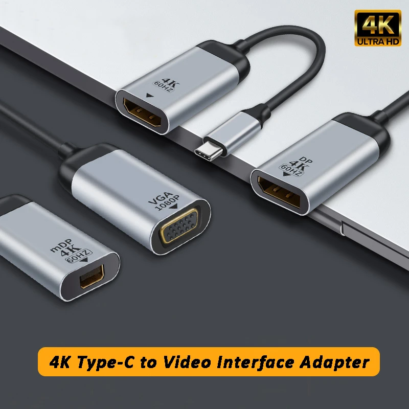 Переходник USB-C/VGA/DP/HDMI-совместимый/Mini DP 4K при 60 Гц переходник USB-C/HDMI Thunderbolt 3 для MacBook