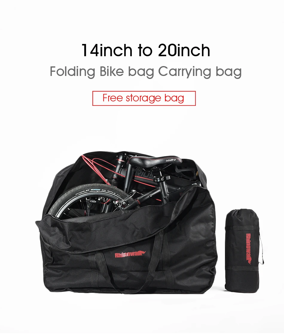 Cheap Rhinowalk 14 inch 20 inch Folding Bike Bag Loading Vehicle Carrying Bag Pouch Packed Car Thickened Portable Bicycle Pack 11