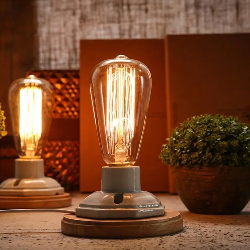 Vintage Bedroom Living Room Table Lamp Industrial Study Desk Lamps Edison Luminaria Edison Office Lighting E27 Lamp Holder