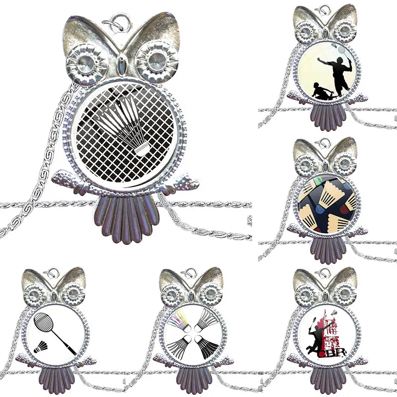 Vintage Badminton Fashion Glass Cabochon Pendant Necklace Plated Statement Jewelry For Women Wedding | Украшения и аксессуары