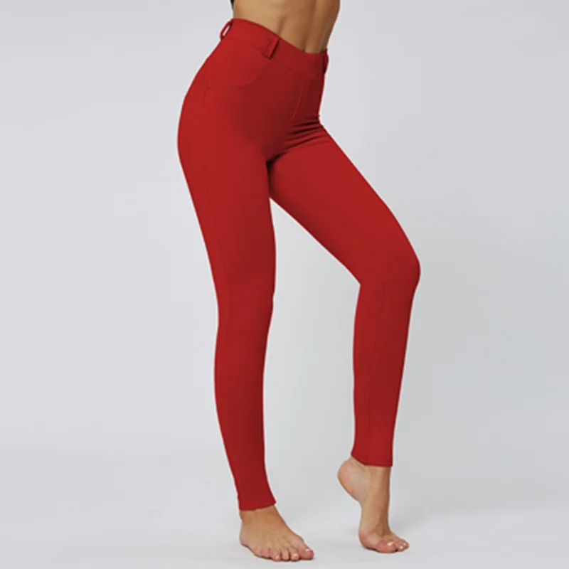 Женские штаны для фитнеса, бега, йоги, энергетические Спортивные Леггинсы, для спортзала, для девушек, леггинсы с высокой талией, пуш-ап, для тренировок, для бега, колготки, брюки - Цвет: Красный