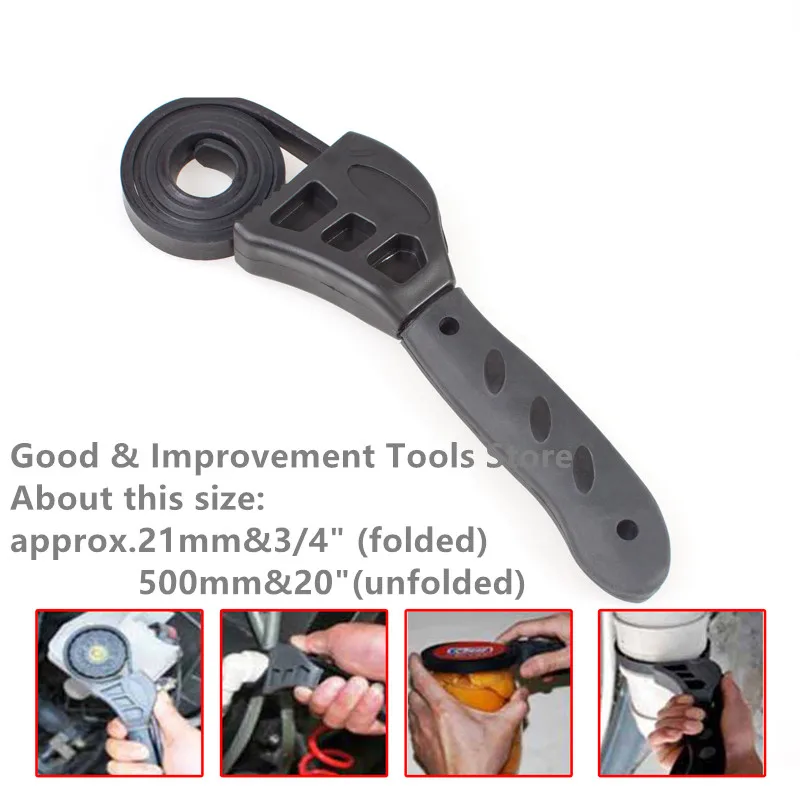 500mm-Wrench-Multi-Tool-Universal-Black-Rubber-Strap-Adjustable-Spanner-For-Any-Shape-Opener-Car-Repair