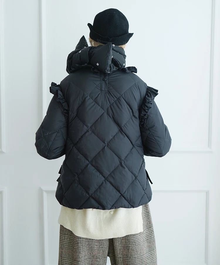 imakokoni black short pullover kawaii down jacket original design female winter 90 white duck down 182516