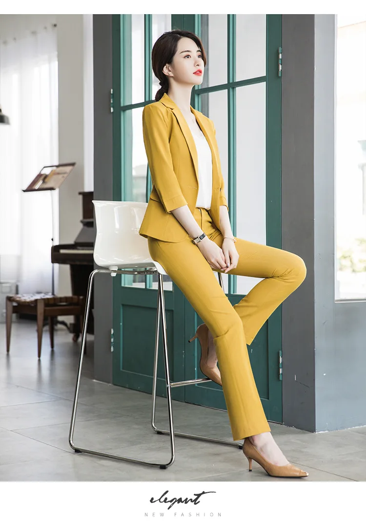 Set female autumn and winter new fashion suit jacket feet pants two sets of Slim solid color work clothes women's clothes