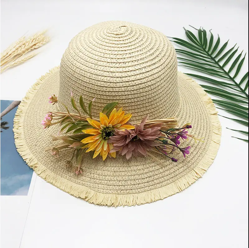 Новая Складная женская Соломенная пляжная летняя шляпа бежевого цвета один размер широкая шляпа для путешествия женские пляжные кепки с бантом - Цвет: Хаки