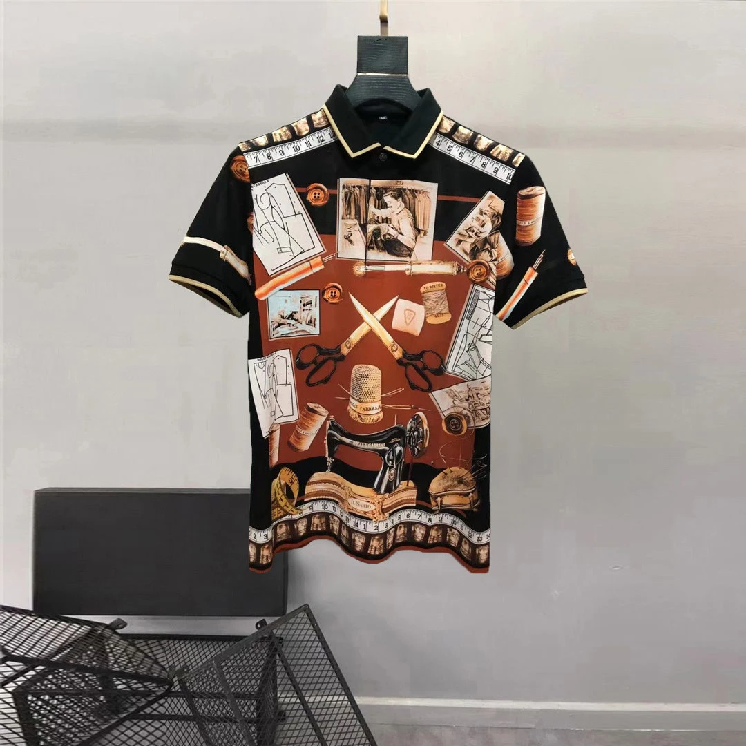 

Europe Style Summer Men's High quality T-shirts Chic print casual Tee Tops B321