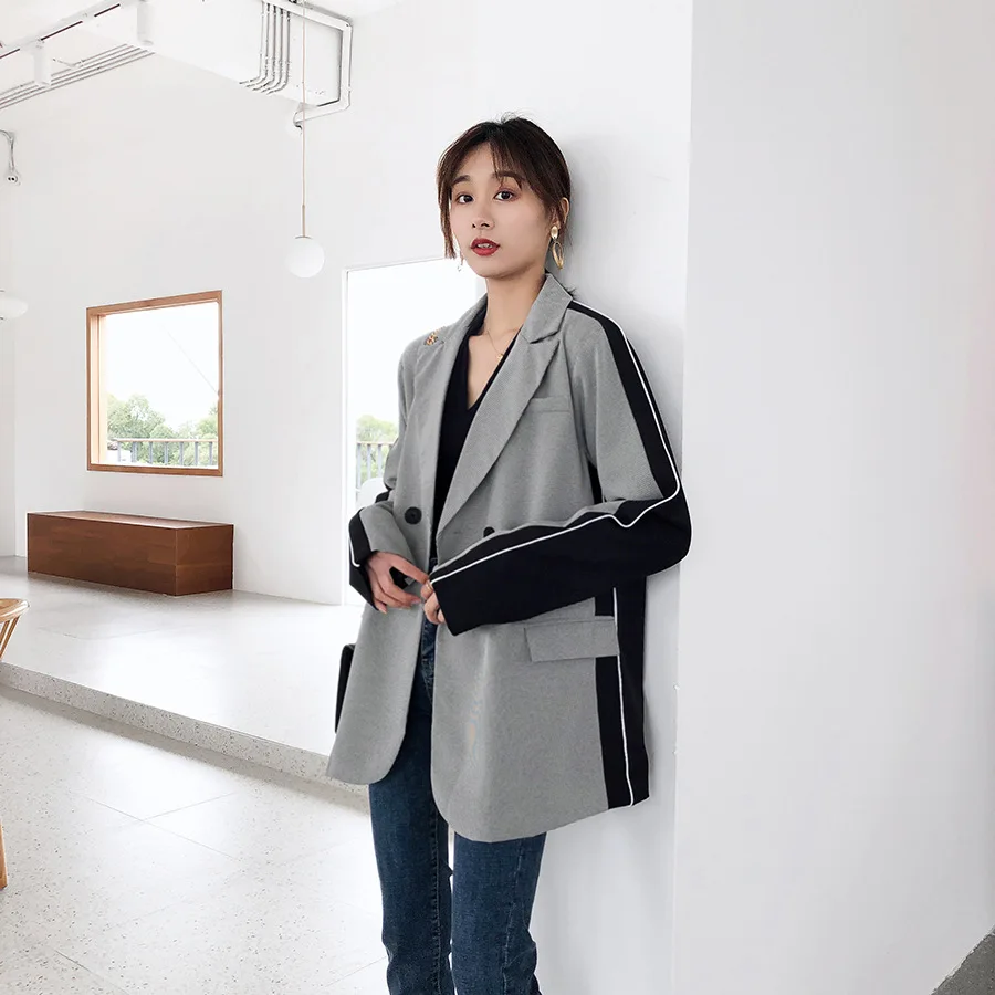 

2019 Autumn New Style Laziness-Style Casual Mixed Colors Suit Jacket Women's
