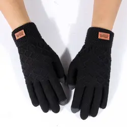 2021 NEW Winter Autumn Men Knitted Gloves Touch Screen High Quality Wool Solid Color Gloves Men Mitten