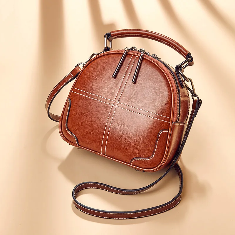 

WOMEN'S Bag 2019 New Style Genuine Leather Small Bag Western Style Shoulder Bag Car Suture Fashion Hand Shoulder Pillow Bag 0136