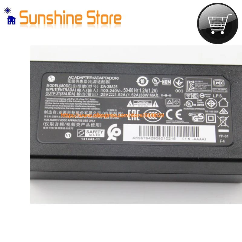 Genuíno para lg Fonte de Alimentação Nb3540 Soundbar Carregador 25v 1.52a Portátil Adaptador Da-38a25 Dyf-2430 Da38a25 Eay64290801 Nb3730a - Imagem 5