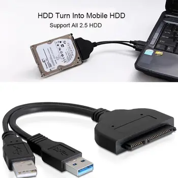 

New Black Light Pin Adapter Cable USB 2.0 to SATA 7+15 Pin 22 For 2.5" HDD Hard Disk Drive With USB Power Cable
