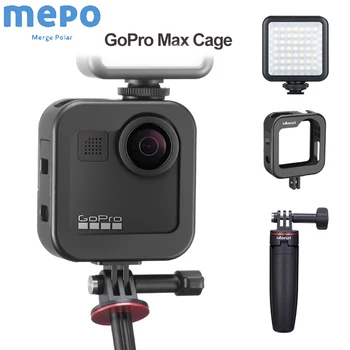 

Go Pro Max Metal Cage Vlog Cold Shoe Case Tripod For GoPro Max Sport Camera Portable Vlogging Metal Frame Rechargeable Hand Grip